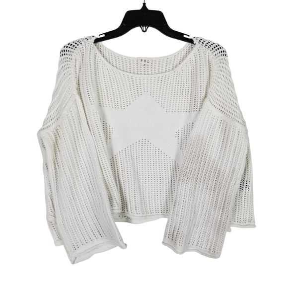 POL Sweaters - POL Star Open Knit Sweater Womens Small White UST200 Oversized Crochet Boho